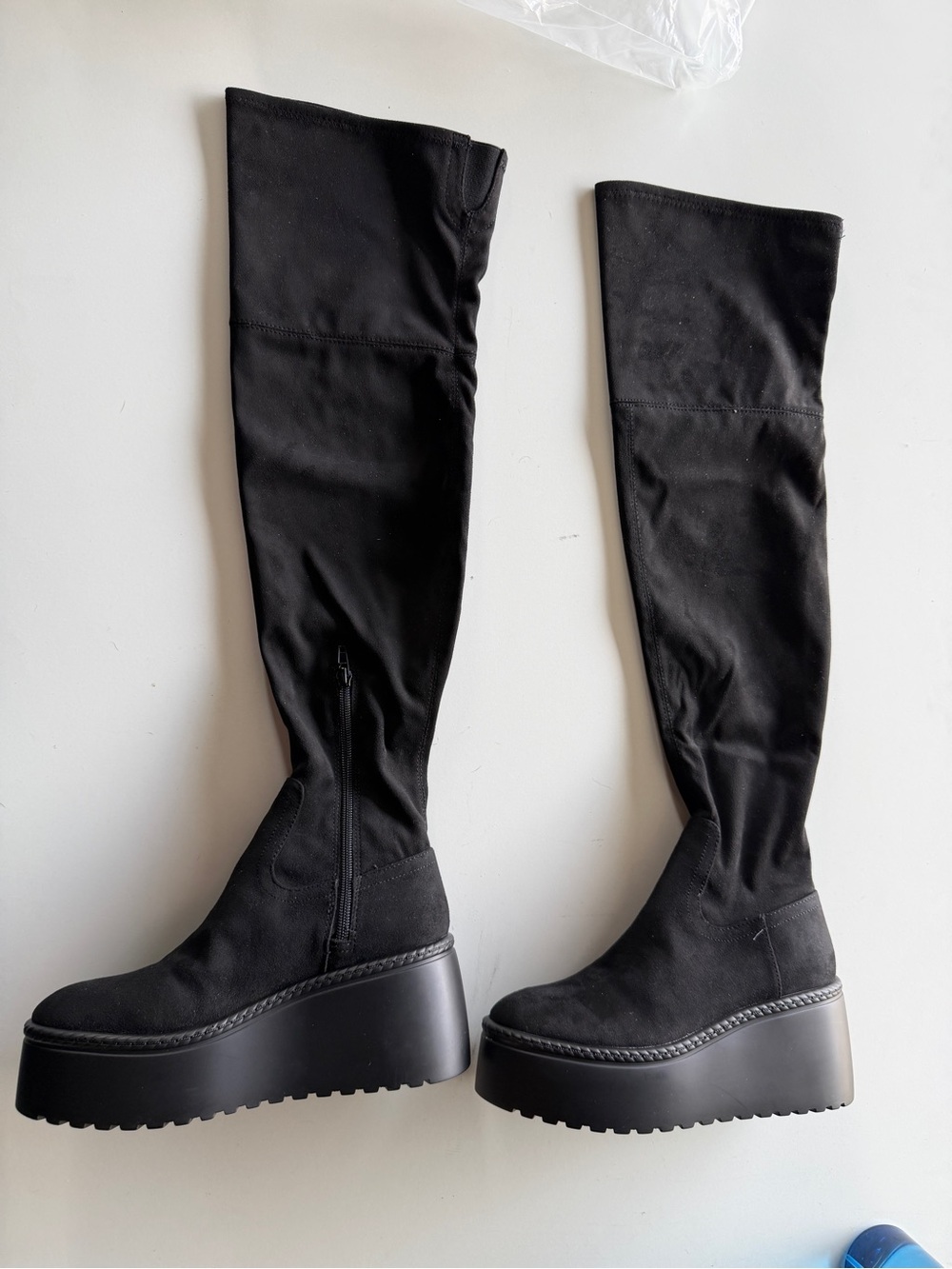Nine West Black Over-The-Knee Platform Wedge Boots
